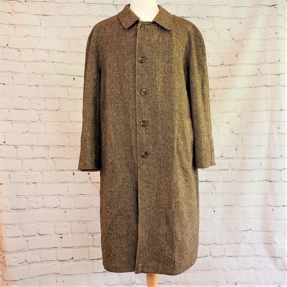 SOLD! BURBERRY REVERSIBLE Tweed Trench Coat 42R - Picture 5 of 8